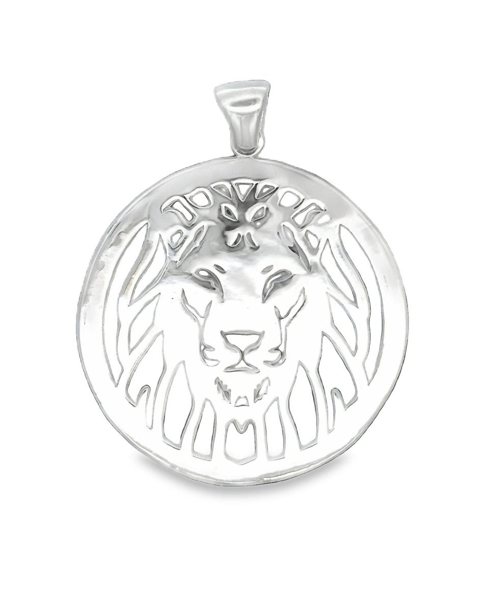 Anhänger Silber Medaillon durchbrochen Löwenkopf frontal 40 mm mit Öse lose - Shanti Enterprise AG
