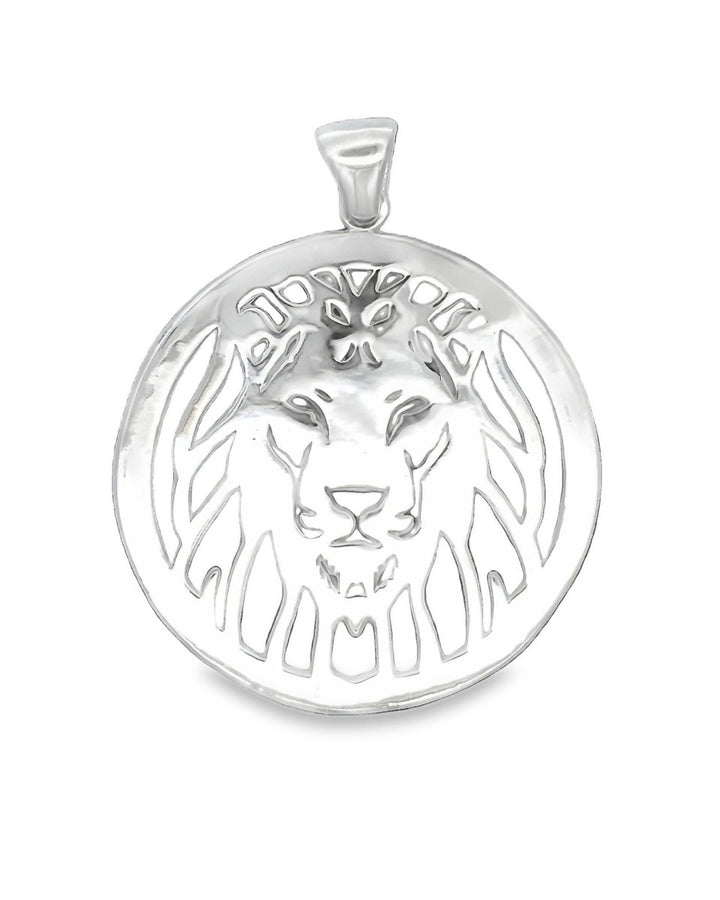 Anhänger Silber Medaillon durchbrochen Löwenkopf frontal 40 mm mit Öse lose - Shanti Enterprise AG