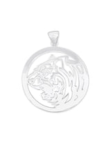Anhänger Silber Medaillon durchbrochen Tigerkopf 40 mm mit loser Öse