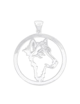 Anhänger Silber Medaillon durchbrochen Wolfskopf 40 mm mit loser Öse
