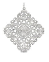 Anhänger Silber rhodiniert beschichtet Quadrat filligran durchbrochen 40x40 mm