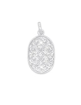Blumen Amulett 24x15 mm Keltisch durchbrochen mit Öse Silber 925  hell