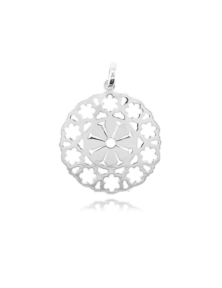 Blumen Amulett Silber hell durchbrochen mit Öse oval - Shanti Enterprise AG