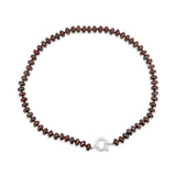 Bronzit Kette braun Buttons facettiert 8 mm 44 cm lang geknüpft mit Federring Schloss 15 mm