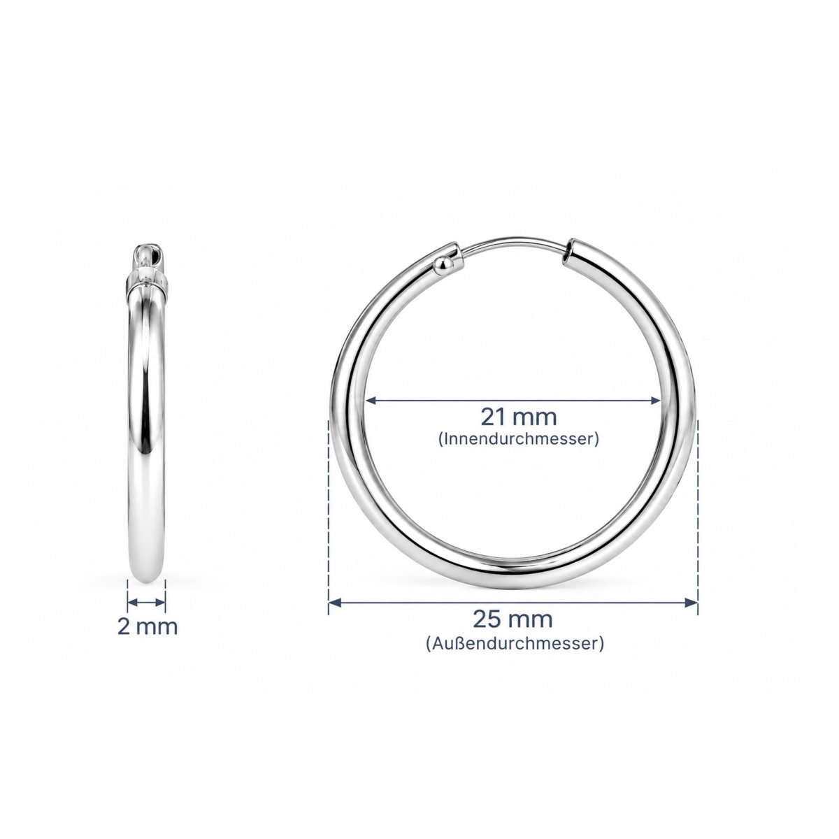 Creolen schlicht 2.0 mm Dicke mit Steckverschluss - Shanti Enterprise AG
