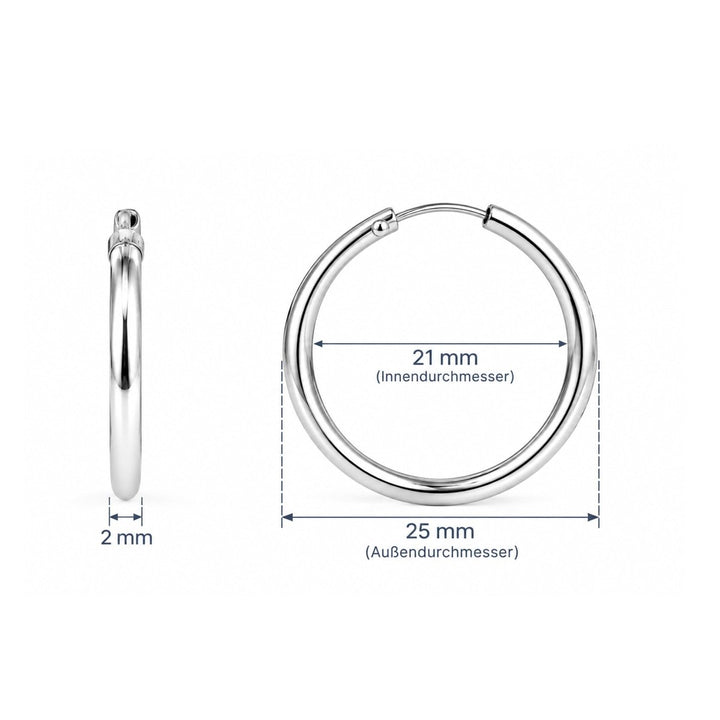 Creolen schlicht 2.0 mm Dicke mit Steckverschluss - Shanti Enterprise AG