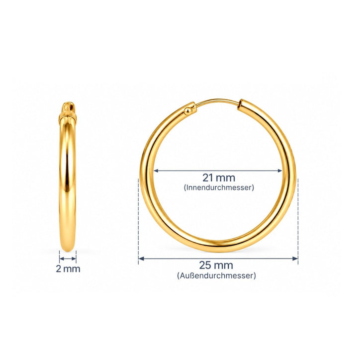 Creolen schlicht 2.0 mm Dicke mit Steckverschluss - Shanti Enterprise AG