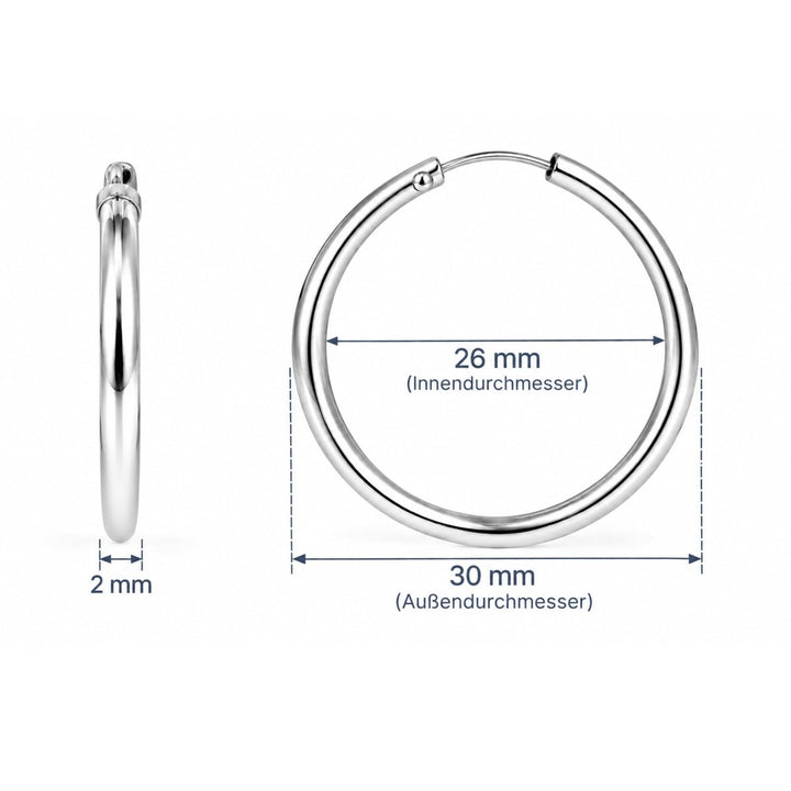 Creolen schlicht 2.0 mm Dicke mit Steckverschluss - Shanti Enterprise AG