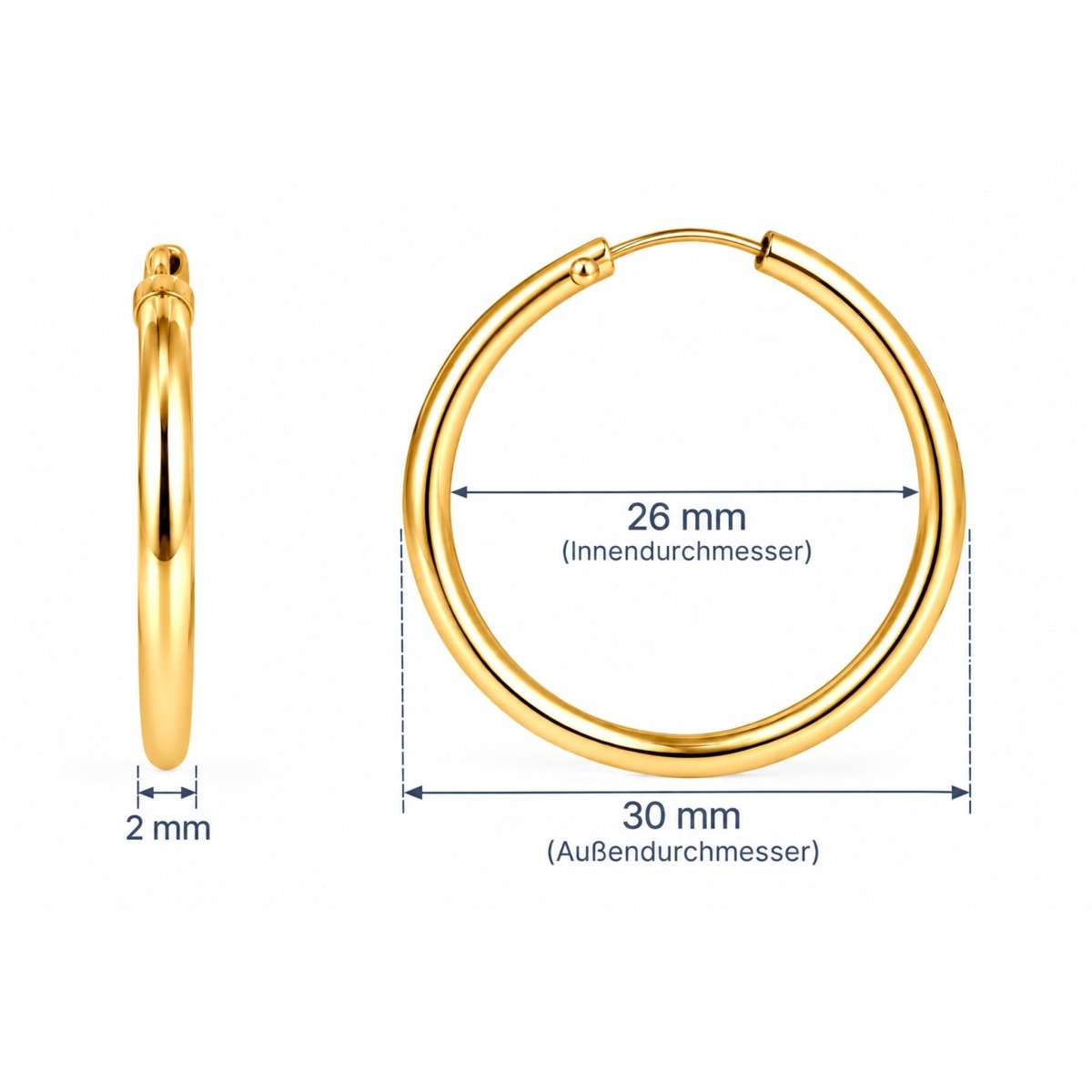 Creolen schlicht 2.0 mm Dicke mit Steckverschluss - Shanti Enterprise AG