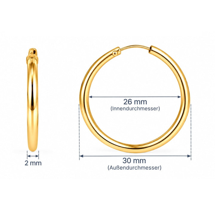 Creolen schlicht 2.0 mm Dicke mit Steckverschluss - Shanti Enterprise AG