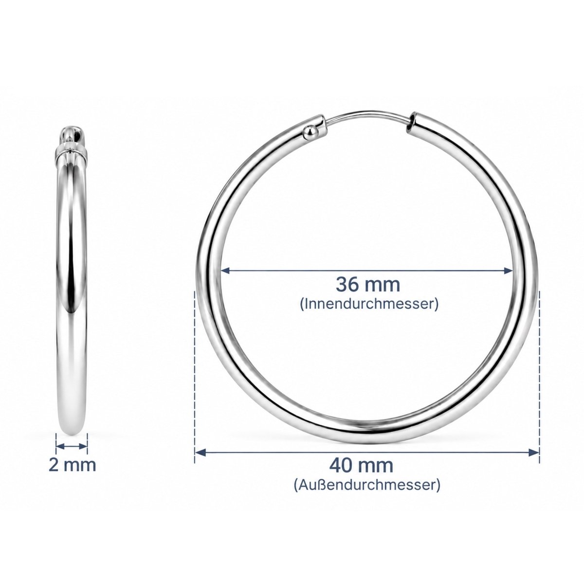 Creolen schlicht 2.0 mm Dicke mit Steckverschluss - Shanti Enterprise AG