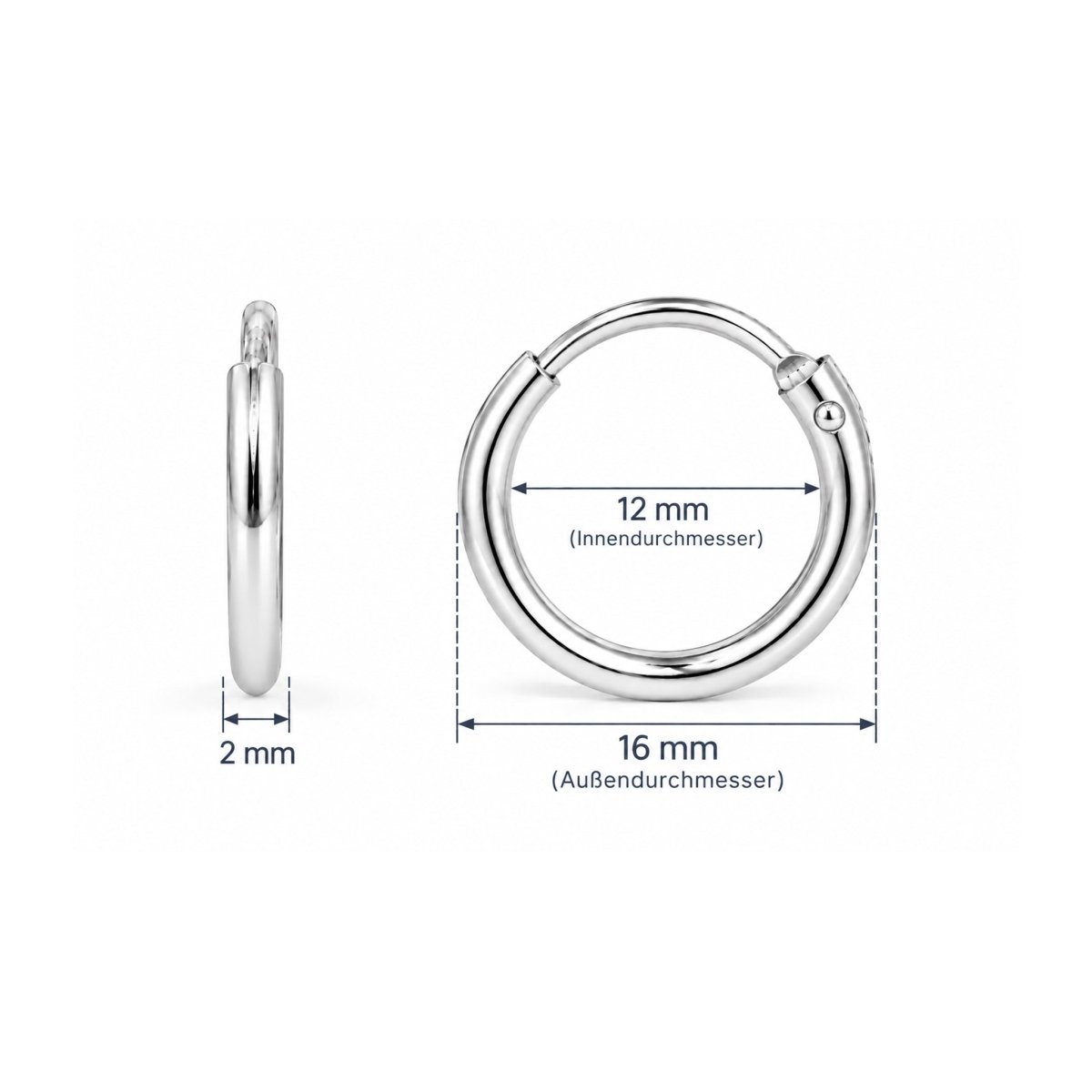 Creolen schlicht 2.0 mm Dicke mit Steckverschluss - Shanti Enterprise AG