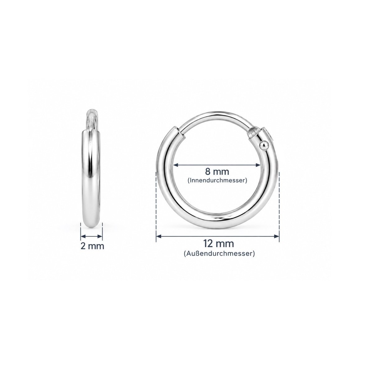 Creolen schlicht 2.0 mm Dicke mit Steckverschluss - Shanti Enterprise AG