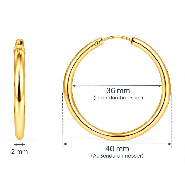 Creolen schlicht 2.0 mm Dicke mit Steckverschluss - Shanti Enterprise AG