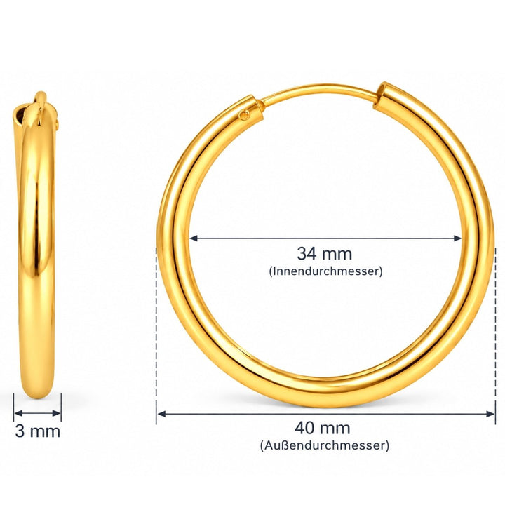 Creolen schlicht 3.0 mm Dicke mit Steckverschluss - Shanti Enterprise AG
