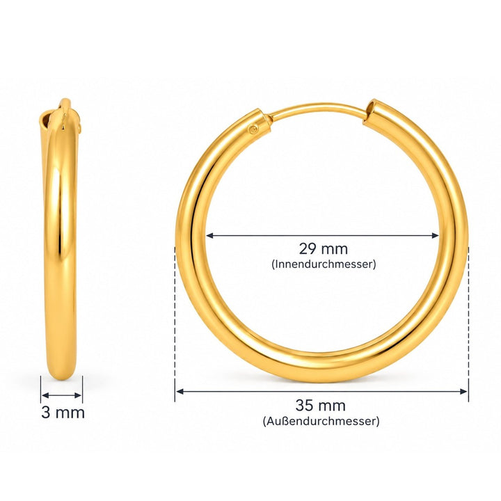 Creolen schlicht 3.0 mm Dicke mit Steckverschluss - Shanti Enterprise AG