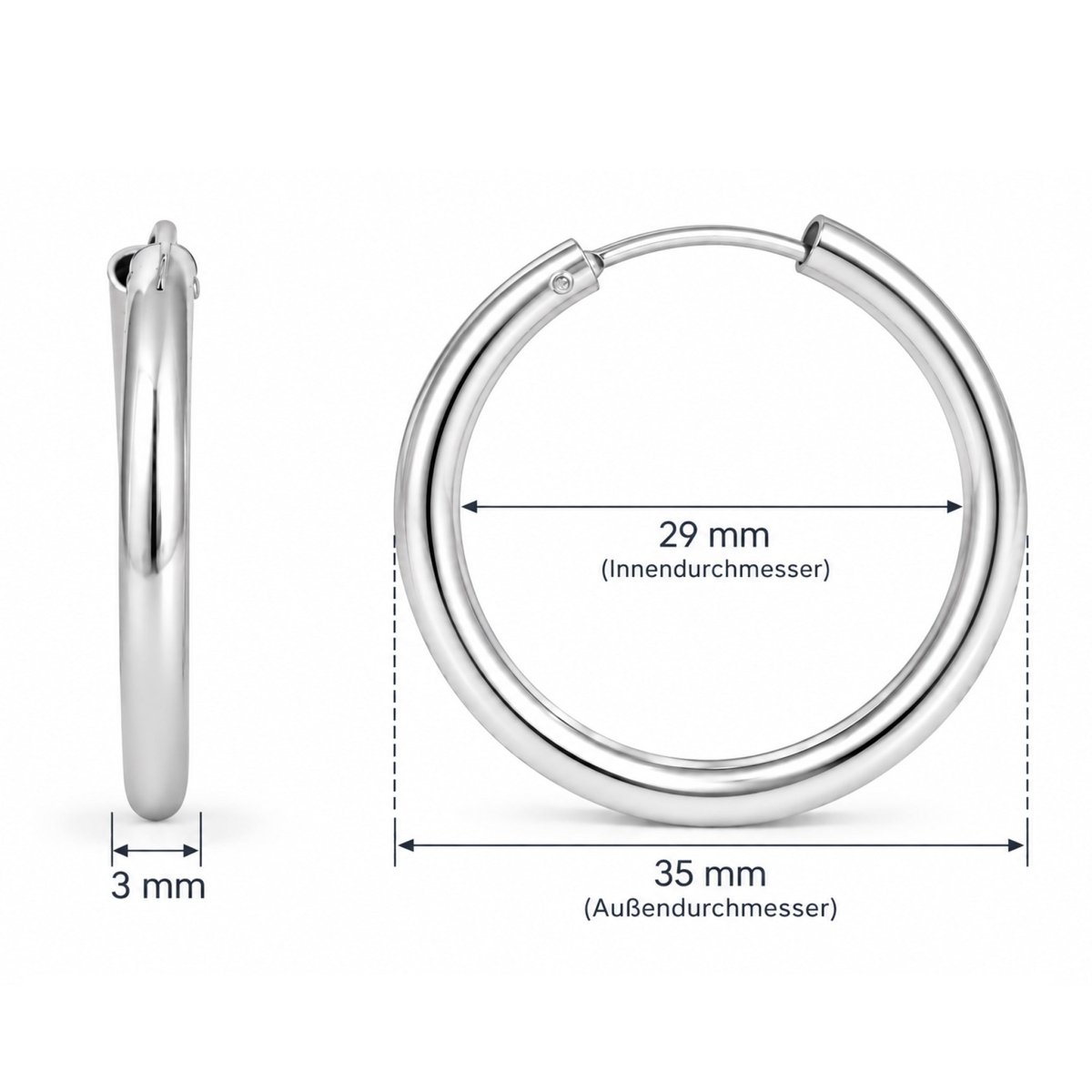Creolen schlicht 3.0 mm Dicke mit Steckverschluss - Shanti Enterprise AG
