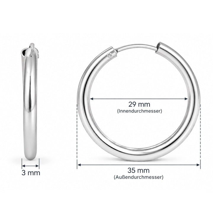 Creolen schlicht 3.0 mm Dicke mit Steckverschluss - Shanti Enterprise AG
