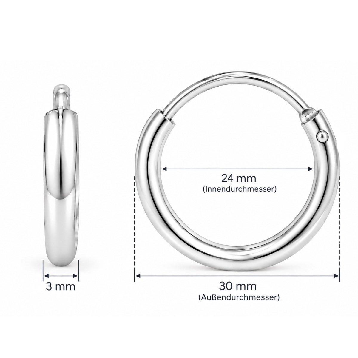 Creolen schlicht 3.0 mm Dicke mit Steckverschluss - Shanti Enterprise AG