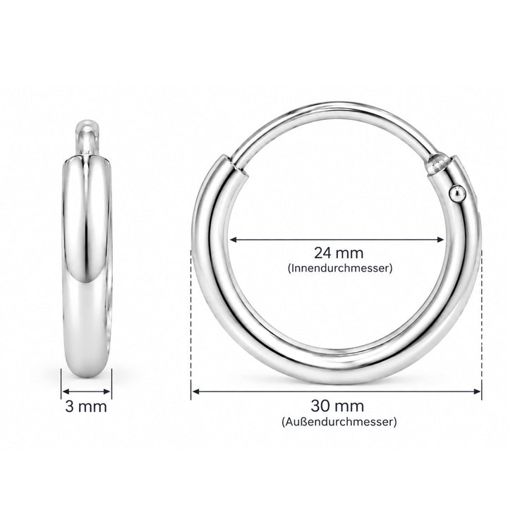 Creolen schlicht 3.0 mm Dicke mit Steckverschluss - Shanti Enterprise AG