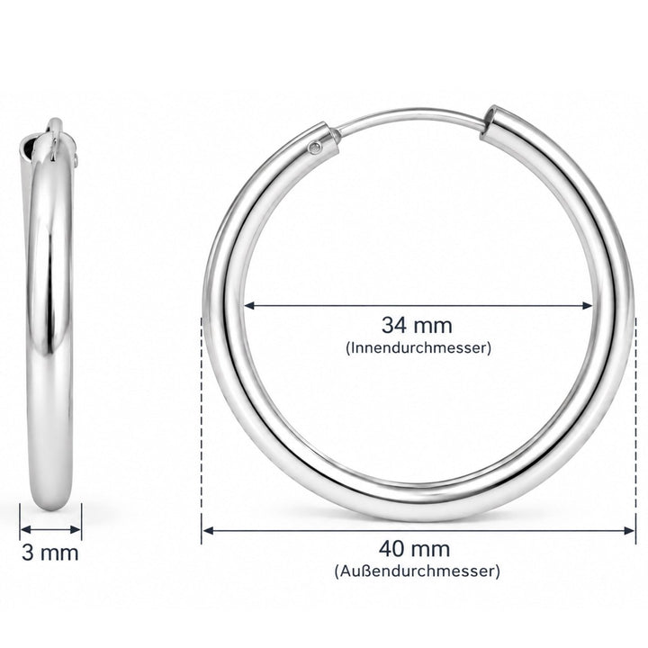 Creolen schlicht 3.0 mm Dicke mit Steckverschluss - Shanti Enterprise AG