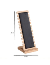 Display Holz mit schwarzem Leder Imitat 26×10 cm, mit Fuss