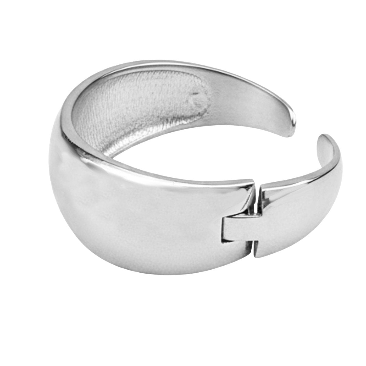 Edelstahl Armspange oval 30 mm breit mit Scharnier, nach unten verjüngend - Shanti Enterprise AG