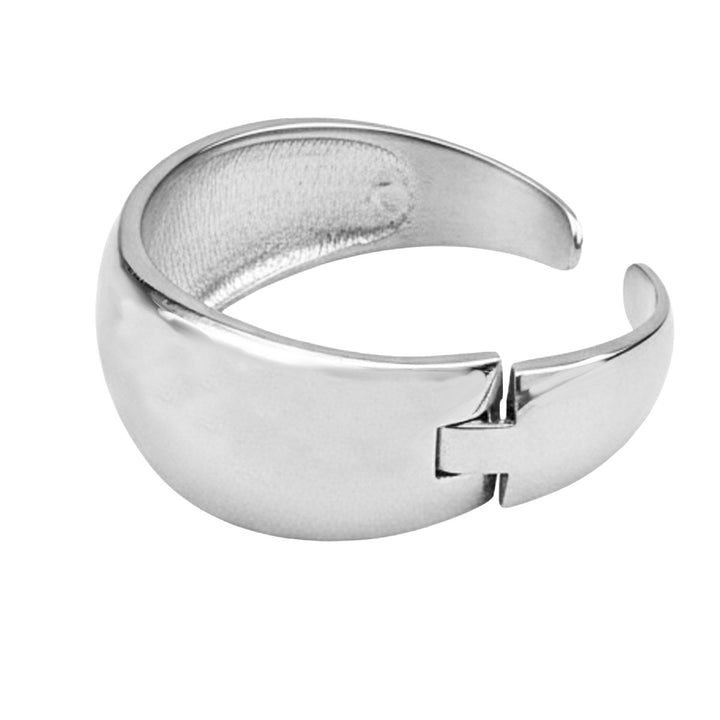 Edelstahl Armspange oval 30 mm breit mit Scharnier, nach unten verjüngend - Shanti Enterprise AG