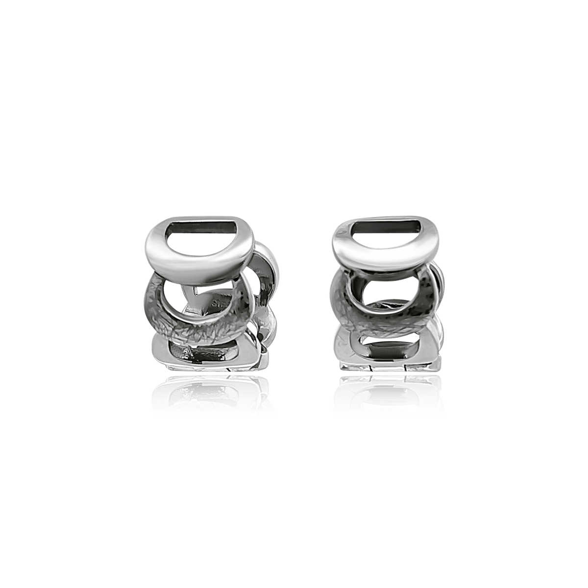 Edelstahl Creolen 13 x 9 mm mit halbmondförmigen Cut Outs und mattierten Flächen - Shanti Enterprise AG