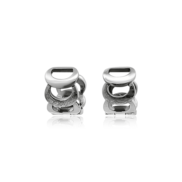 Edelstahl Creolen 13 x 9 mm mit halbmondförmigen Cut Outs und mattierten Flächen - Shanti Enterprise AG