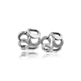 Edelstahl Creolen 13 x 9 mm mit halbmondförmigen Cut Outs und mattierten Flächen