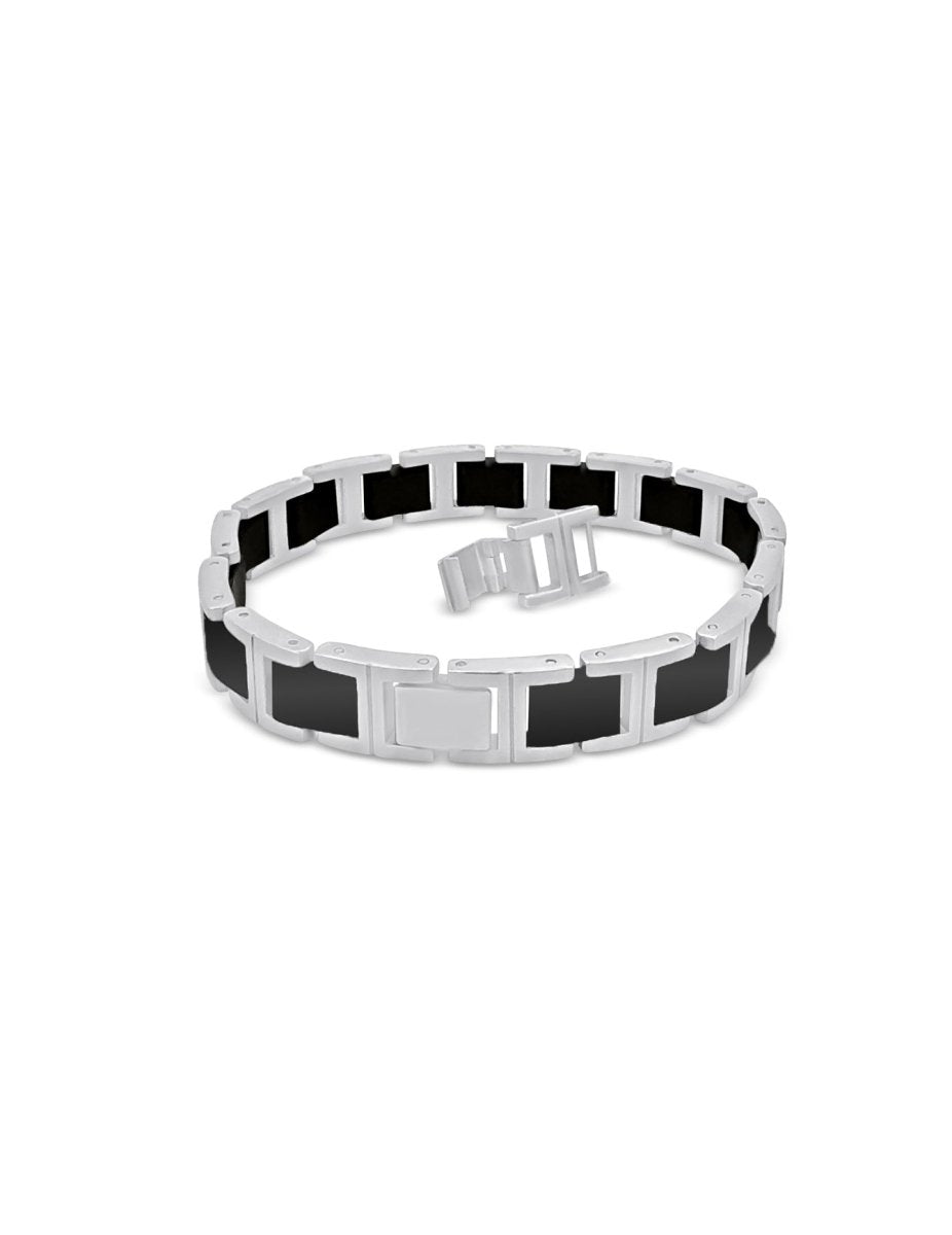 Edelstahl - Keramik Armband matt/schwarz breitverstellbar mit Klick Verschluss - Shanti Enterprise AG
