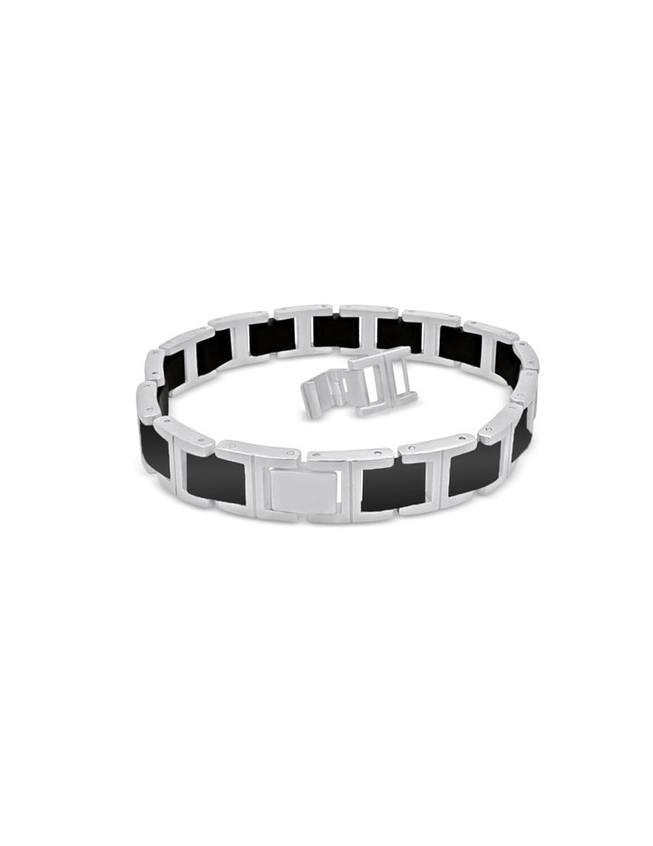 Edelstahl - Keramik Armband matt/schwarz breitverstellbar mit Klick Verschluss - Shanti Enterprise AG