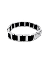 Edelstahl-Keramik Armband poliert/schwarz 13mm breit verstellbar 18/19.5/22 cm mit Klick Verschluss Edelstahl Keramik