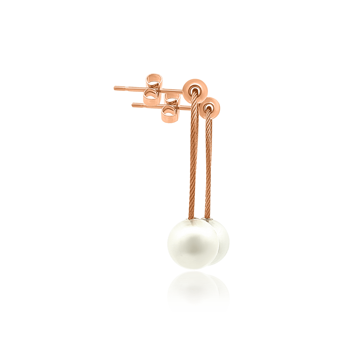 Edelstahl Ohrstecker 28x10 mm mit Schlaufe und Kunstperle - Shanti Enterprise AG