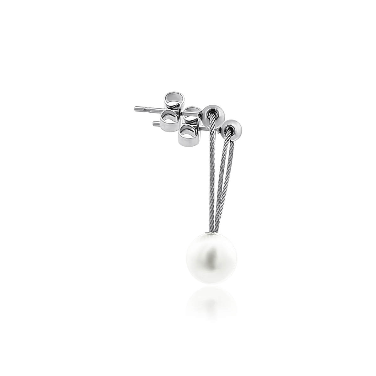 Edelstahl Ohrstecker 28x10 mm mit Schlaufe und Kunstperle - Shanti Enterprise AG