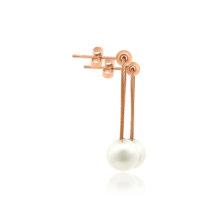 Edelstahl Ohrstecker 28x10 mm mit Schlaufe und Kunstperle - Shanti Enterprise AG
