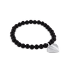 Edelstein Armband 6 mm mit Herzanhänger auf Elast 18 cm - Shanti Enterprise AG