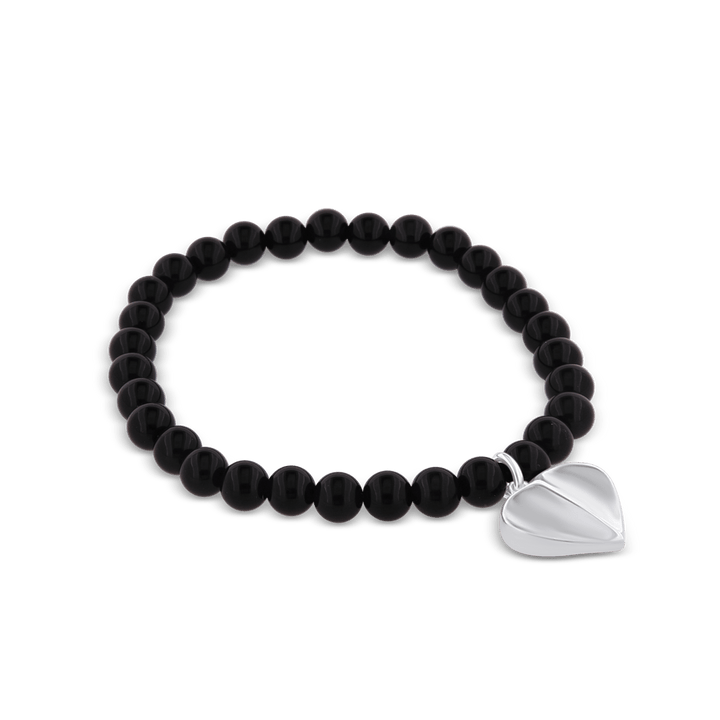 Edelstein Armband 6 mm mit Herzanhänger auf Elast 18 cm - Shanti Enterprise AG