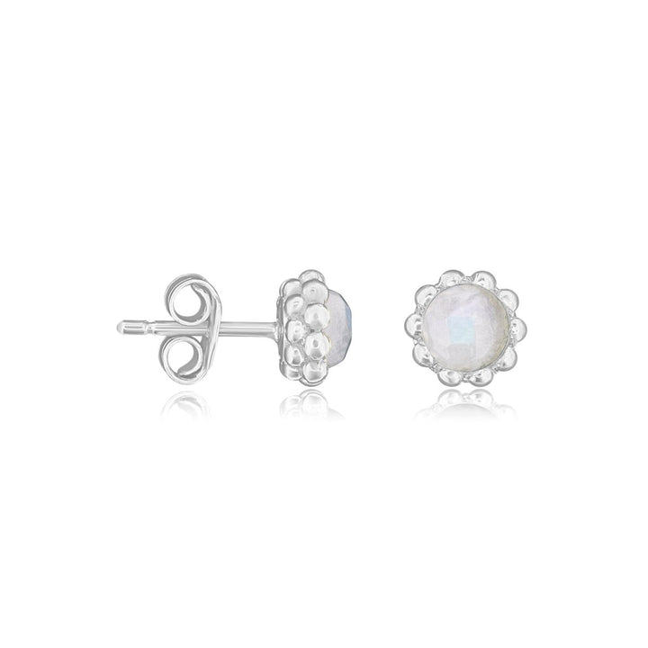 Edelsteine 8 mm facettiert Ohrstecker Silber hell Fassung zweireihig versetzt gepunktet - Shanti Enterprise AG