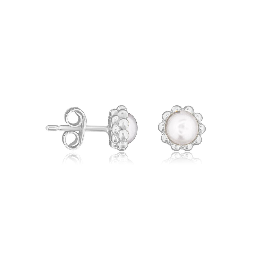 Edelsteine 8 mm facettiert Ohrstecker Silber hell Fassung zweireihig versetzt gepunktet - Shanti Enterprise AG