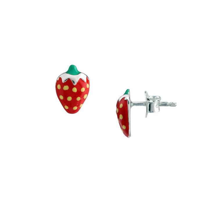 Erdebeer Ohrstecker 8x9 mm Kinder Schmuck Emaillle - Shanti Enterprise AG