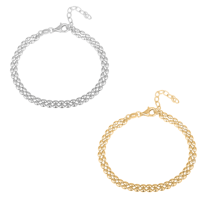 Glieder Armband oval 2 - reihig 17 - 20 cm poliert Karabiner verstellbar - Shanti Enterprise AG
