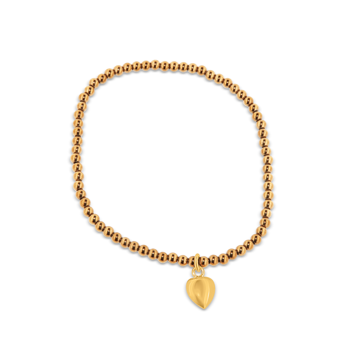 Hämatitarmband 3 mm gelb vergoldet mit Herzanhänge 18cm - Shanti Enterprise AG