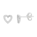 Herz Rahmen Ohrstecker mit Zirkonia weiss 6 mm