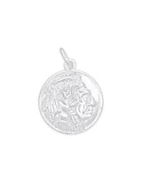 Indianer Torso 22 mm Anhänger mit Kopfschmuck verziert leicht gewölbt mit Öse 8 mm ID 5.5 mm Silber 925