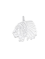 Indianerkopf Anhänger Silber hell 28x31 Profil durchbrochen mit Öse