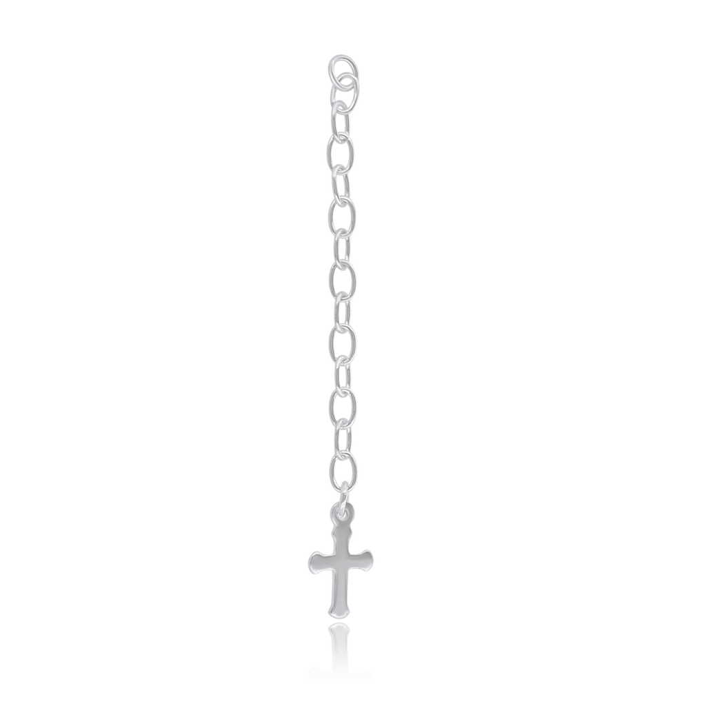 Kettenverlängerung Silber Panzer 4,5x3 mm mit Kreu z am Ende Länge 6 cm Pack = 3 Stk. - Shanti Enterprise AG
