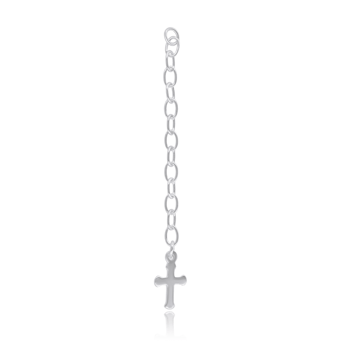 Kettenverlängerung Silber Panzer 4,5x3 mm mit Kreu z am Ende Länge 6 cm Pack = 3 Stk. - Shanti Enterprise AG