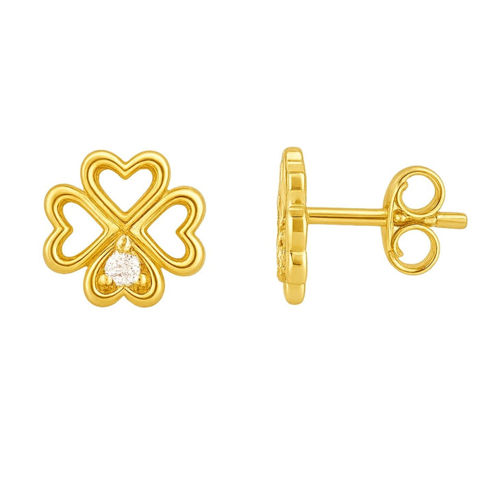 Kleeblatt Ohrstecker mit Zirkonia weiss 7 mm - Shanti Enterprise AG